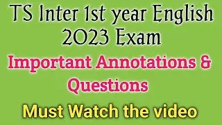 Important Annotations & Questions for Inter 1st year English 2023