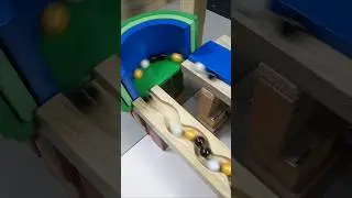 Marble Run Race ASMR - Wooden Wave Course Colorful Marbles #marblerunrace #marblerun