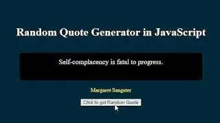 Javascript Project 6 | Random Quote Generator with Javascript.