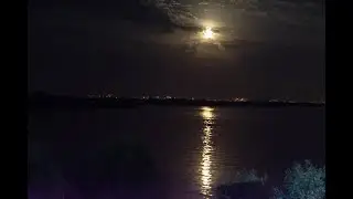 Fantastic moonwalk on the Dnieper near Kyiv