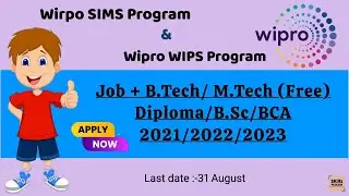 Wipro Job Requirement || Wipro SIMS Program (Diploma) || Wipro WILP Program || How to Apply in Wipro
