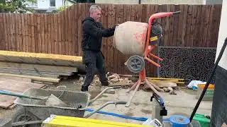 How to DIY build an annex, laying footing blocks on an uneven footing. Part 9
