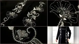 beaded velvet flower appliqué / How to work appliqué on Arabic tent