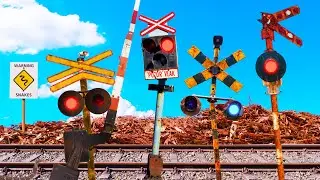 【踏切アニメ】蛇が怖すぎるふみきりカンカン😂😂😂The railroad crossing that gets overly scared of a snake!!