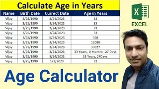 Calculate Age in Excel | How to calculate Age from Date of Birth (Year, Month and Day) | #age