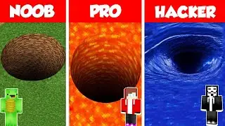 Tunnel Pit House Base Build Battle Challenge - JJ vs Mikey vs Hacker - Minecraft Animation