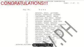 Successful Examinees in the SPECIAL PROFESSIONAL LICENSURE EXAMINATION