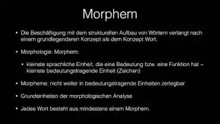 Sprachwissenschaft 7: Morphologie