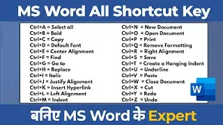 MS Word A to Z Shortcut Keys | All Shortcut key in MS Word