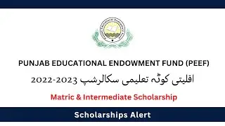 Punjab Educational Endowment Fund Scholarship ( PEEF 2023) | Scholarship For Matric & Intermediate |