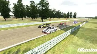 IMSA iRacing Wolf Pack 2 wide into the bus stop