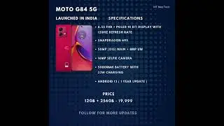 "Motorola Moto G84 5G | Best Budget 5G Smartphone at ₹19,999 in India!" #moto #5g #2023 #smartphone