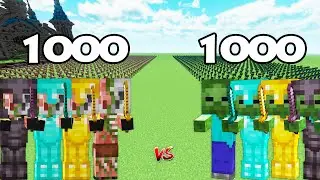 1000 Baby Zombified Piglins Vs 1000 Baby Zombies | Minecraft