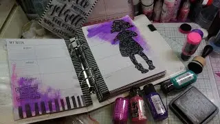 Ranger Ink Haul & Using Dylusions Paint & Stencils to Set Up June in My New Planner!