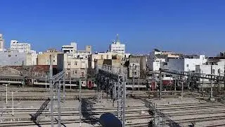 Train traffic at Tunis main station, seen from my room at Hotel Dar Ali
