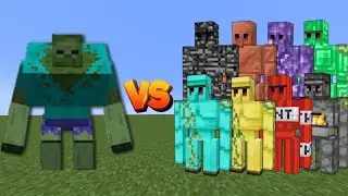 MUTANT ZOMBIE vs ALL GOLEMS  | Minecraft Mob Fight