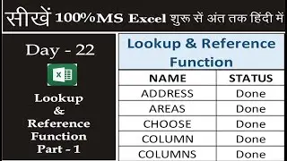 How To Use Address, Area, Choose, Column, Columns Function in Excel || Lookup & Reference Function