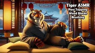 Tiger Cuddling ASMR - Gentle Paw Rubs, Head Pats, Wood Blocks, and Soft Brushing