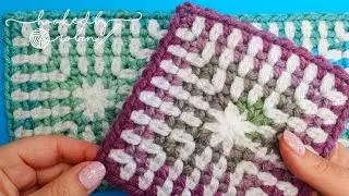 Moss Stitch 2 Colour Square WITHOUT CUTTING THE YARN 😱🧶