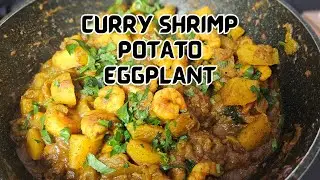 Easy Recipe Curry Shrimp, Potato, Eggplant | Kerrie garnalen | CWF