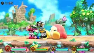 Me and my teammates are killing Colossal Spear Waddle Dee at Kirby Super Clash!