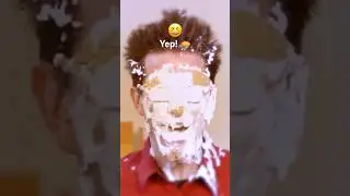 Laughing man with glasses gets a pie in the face #pieintheface