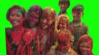 Holi Colors Thrown on Happy Kids | 4K Green Screen Effects for Holi & Edits (No Copyright)