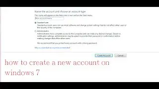 how to create a new account on windows 7