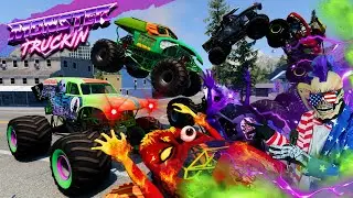 Monster Jam INSANE Racing, Freestyle and High Speed Jumps #62 | BeamNG Drive | Grave Digger
