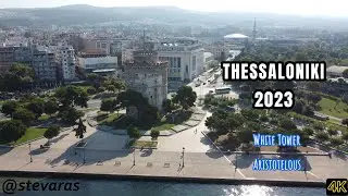 White Tower & Aristotelous Square in Thessaloniki Greece | Drone 4K