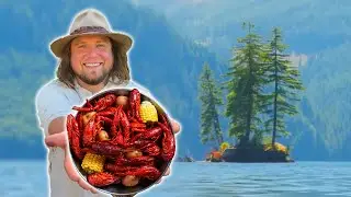 24 Hours Camping On TINY ISLAND - EPIC Crawfish Boil!