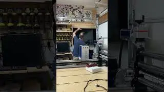 Hanging up the old tv as a computer monitor for the lasers.