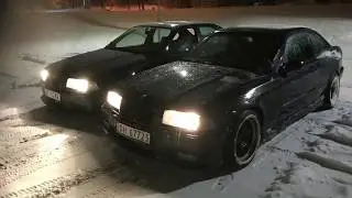 Two E36's winter drfting