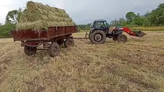 Уборка вика-овсяной смеси при помощи мтз82 с мини прессом и т40 с граблями