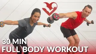 30 Minute Full Body Dumbbell Workout at Home Strength Training - Total Body Workouts with Weights