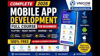 Mobile App Development Full Course 1 for Beginners 2026(Flutter, React Native, Android & iOS)