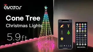 AvatarControls 5.9Ft Cone Tree Christmas Light with App&Remote Control Holiday Decorations Lights