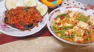 ASMR MUKBANG TUMIS TOGE TAHU KACANG PANJANG+ PEPES IKAN LELE PEDES GURIH