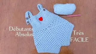 🧶BARBOTEUSE / SALOPETTE Bébé au Crochet FACILE Débutant 0-3 mois #Barboteusebébécrochet #UNTIE