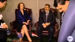 Egyptian President touches his private part on Live TV to impress Julia Gillard