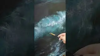 painting a blue wave #oceanart #oilpainting #seascape #brushstrokes #artshorts #artprocess #artist