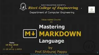 Tutorial on  Mastering The Markdown Language : Session 1