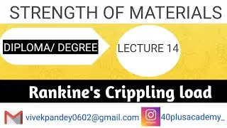 Columns  | Rankine's Crippling  Load | Lecture -14| Strength of material | SOM /MOS | Diploma Msbte|