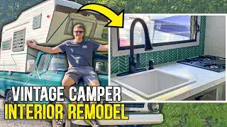 REMODELING A VINTAGE TRUCK BED CAMPER! (STUNNING Kitchen Renovation)