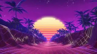 4 Hours 4K Retro Sunset Walk Through Neon Path Palm Trees 80s Visuals Relaxation Without Music