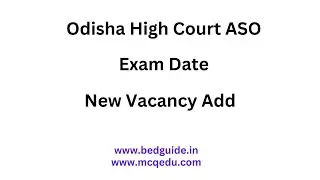 Odisha High Court ASO Exam Date | Odisha High Court ASO Vacancy Add
