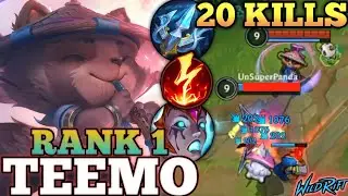TEEMO CRAZY 20 KILLS! ANNOYING NONSTOP POISON DMG - TOP 1 GLOBAL TEEMO BY Def not a Bot - WILD RIFT