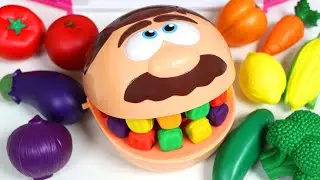 Mr. Play Doh Head Eats Healthy Fruit And Veggies Snack Time!