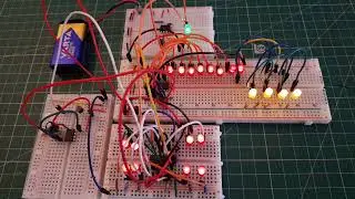 Prototyp des LED-Logos auf dem Breadboard