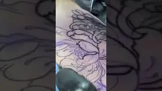 Tattooing LINES with a 14 Round Shader. #shorts